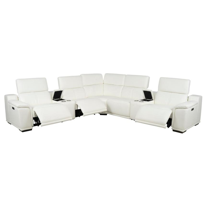 Davis 2.0 White Leather Power Reclining Sectional with 7PCS/3PWR alternate image, 2 of 13 images.