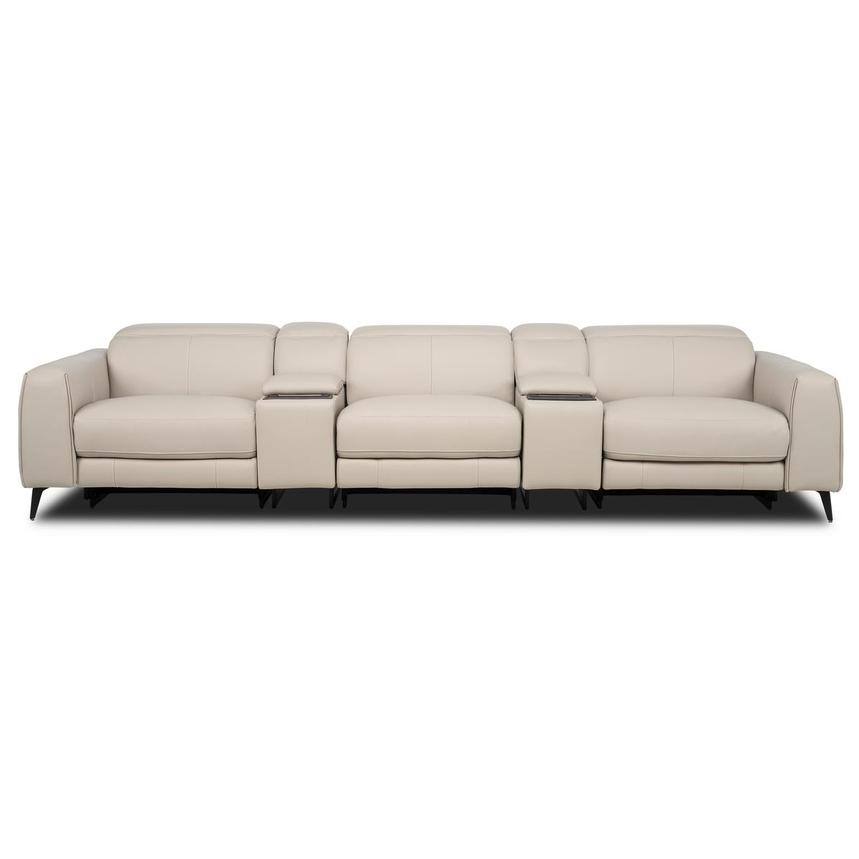 Luke 2.0 Taupe Home Theater Leather Seating with 5PCS/2PWR  main image, 1 of 10 images.