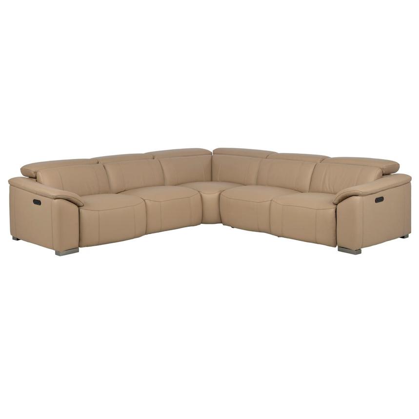 Cordova Dark Cream Leather Power Reclining Sectional with 5PCS/2PWR main image, 1 of 10 images.