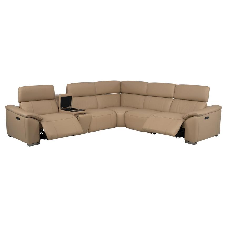Cordova Dark Cream Leather Power Reclining Sectional with 6PCS/2PWR  alternate image, 3 of 10 images.