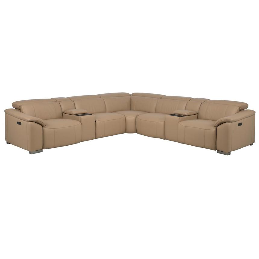 Cordova Dark Cream Leather Power Reclining Sectional with 7PCS/3PWR  main image, 1 of 13 images.
