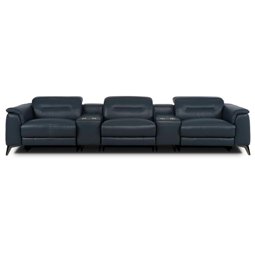 Anabel 2.0 Blue Home Theater Leather Seating with 5PCS/3PWR main image, 1 of 12 images.