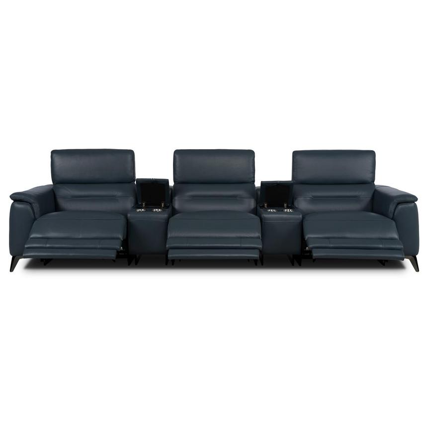 Anabel 2.0 Blue Home Theater Leather Seating with 5PCS/3PWR alternate image, 2 of 12 images.