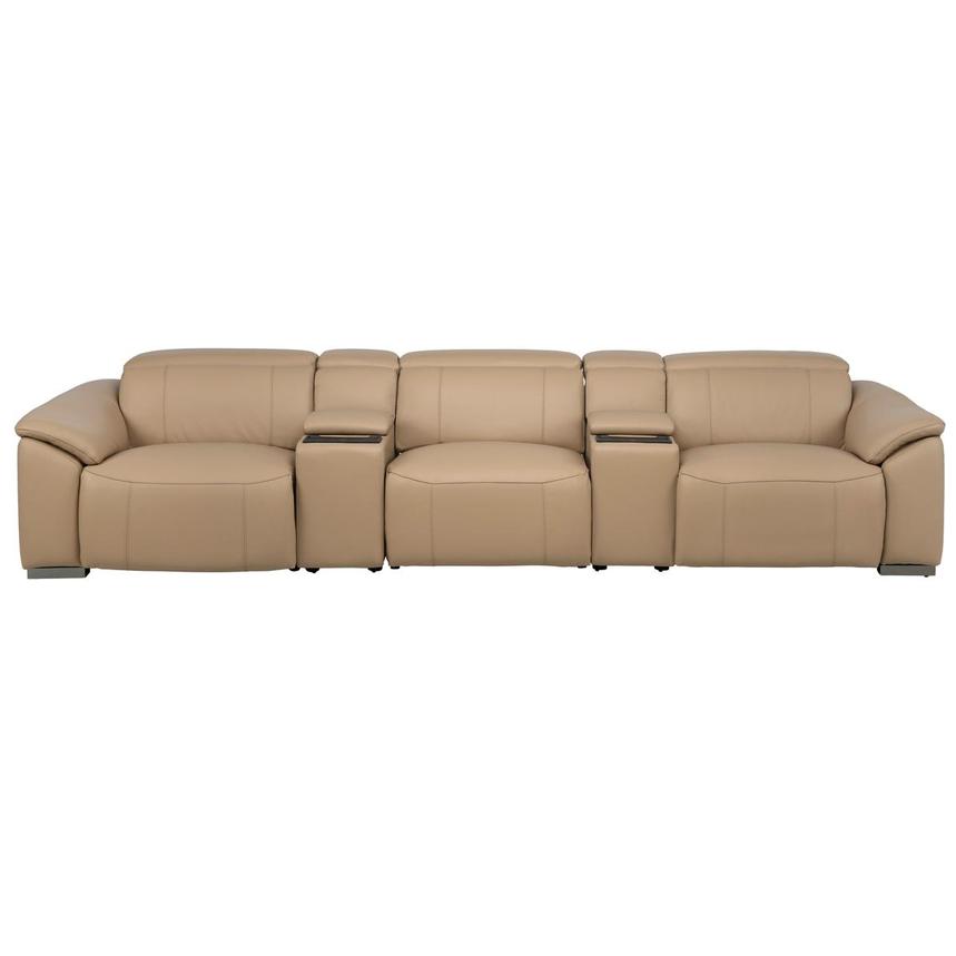 Cordova Dark Cream Home Theater Leather Seating with 5PCS/2PWR  main image, 1 of 11 images.