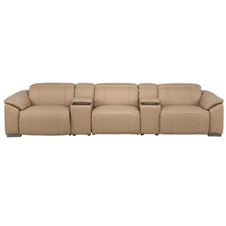 Cordova Dark Cream Home Theater Leather Seating with 5PCS/2PWR