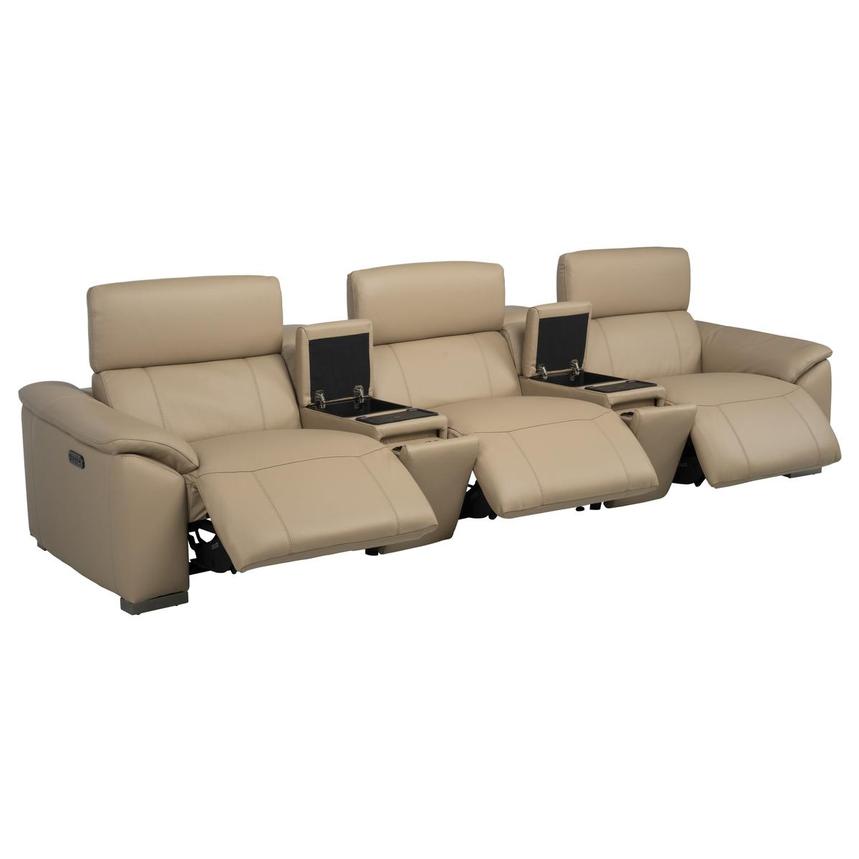 Cordova Dark Cream Home Theater Leather Seating with 5PCS/3PWR  alternate image, 3 of 11 images.