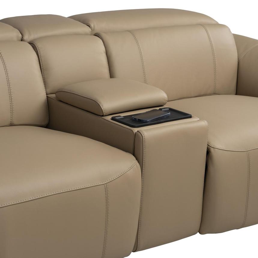 Cordova Dark Cream Home Theater Leather Seating with 5PCS/3PWR alternate image, 6 of 12 images.
