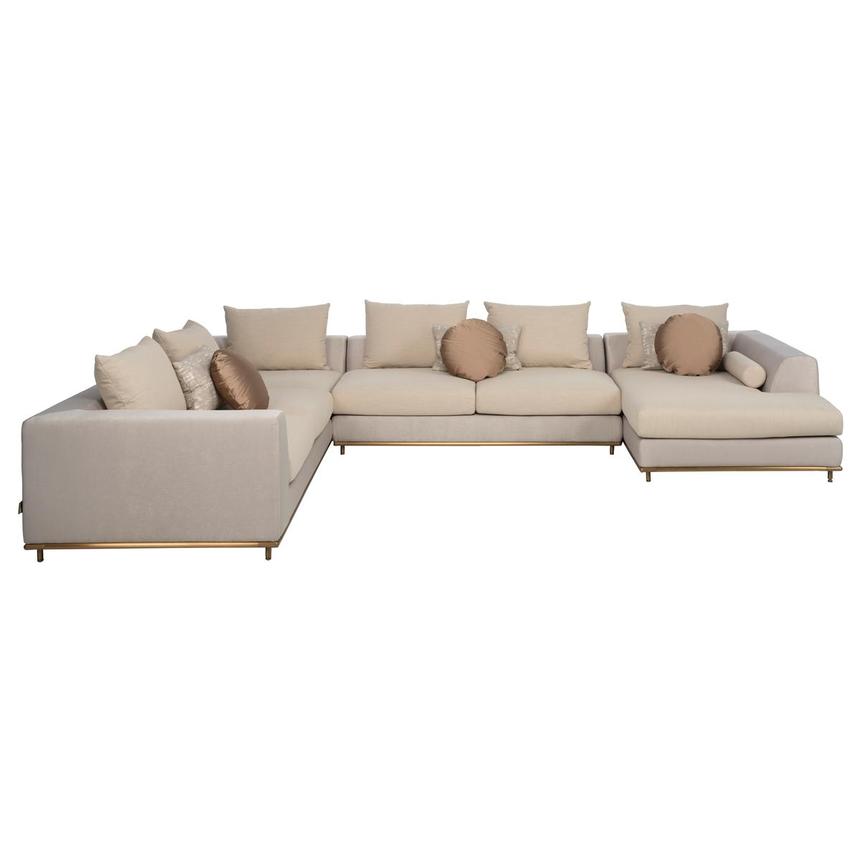 Hanna Beige Sectional Sofa w/Right Chaise  alternate image, 3 of 12 images.