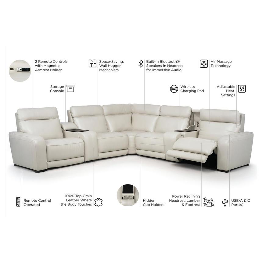 Rumba Leather Power Reclining Sectional with 7PCS/3PWR  alternate image, 18 of 18 images.