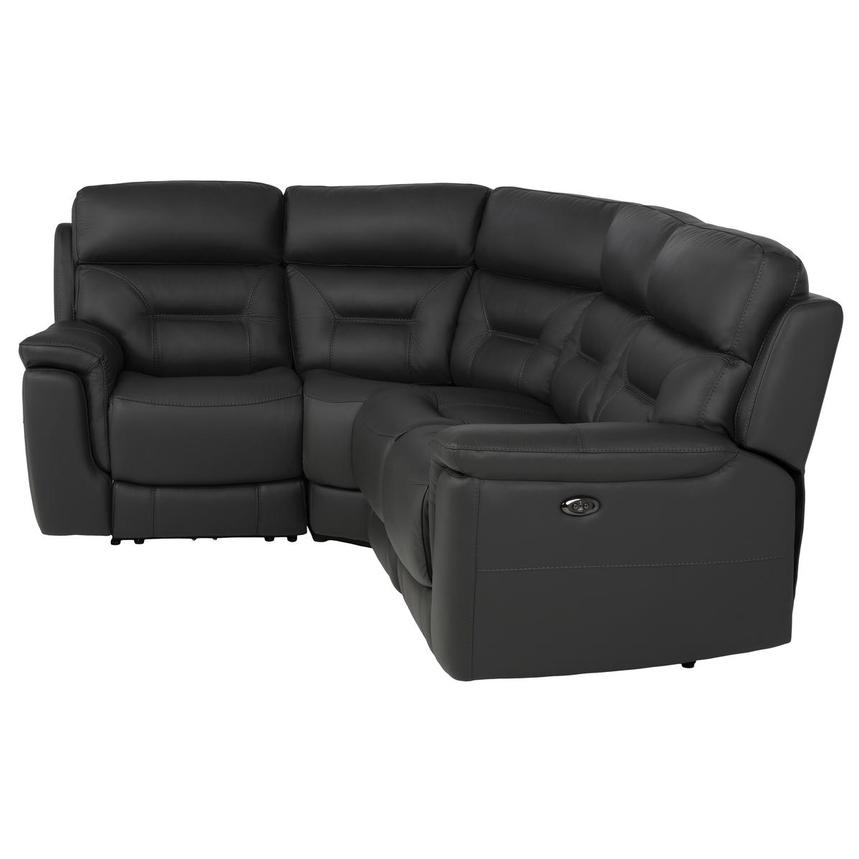 Palmer Dark Gray Leather Power Reclining Sectional with 4PCS/2PWR  alternate image, 3 of 9 images.