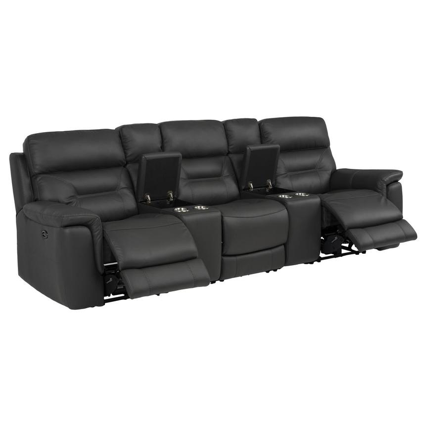 Palmer Dark Gray Home Theater Leather Seating with 5PCS/2PWR  alternate image, 3 of 9 images.