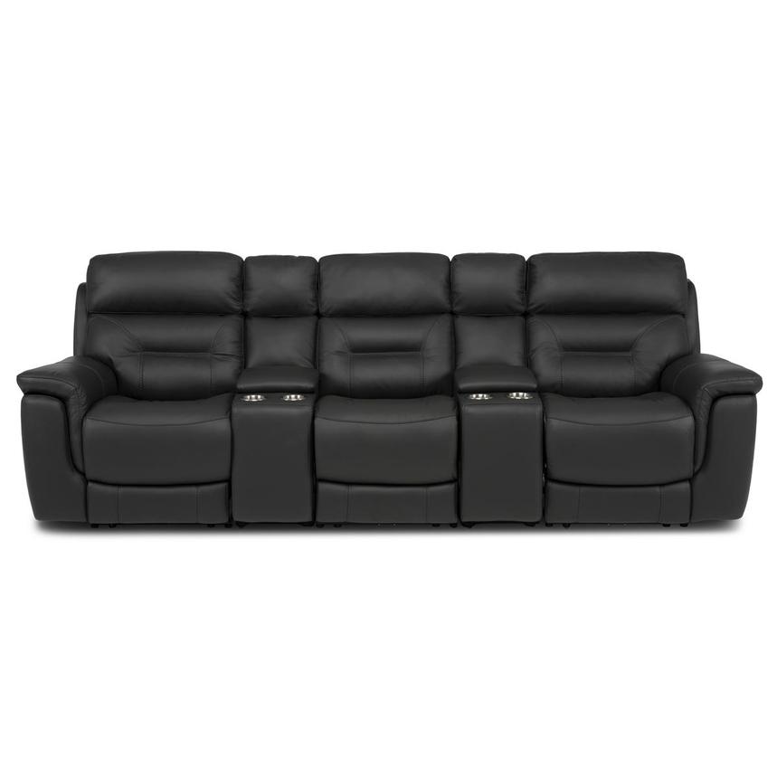 Palmer Dark Gray Home Theater Leather Seating with 5PCS/3PWR  main image, 1 of 9 images.
