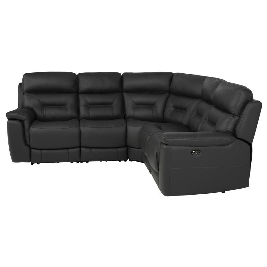 Palmer Dark Gray Leather Power Reclining Sectional with 5PCS/3PWR  alternate image, 3 of 9 images.