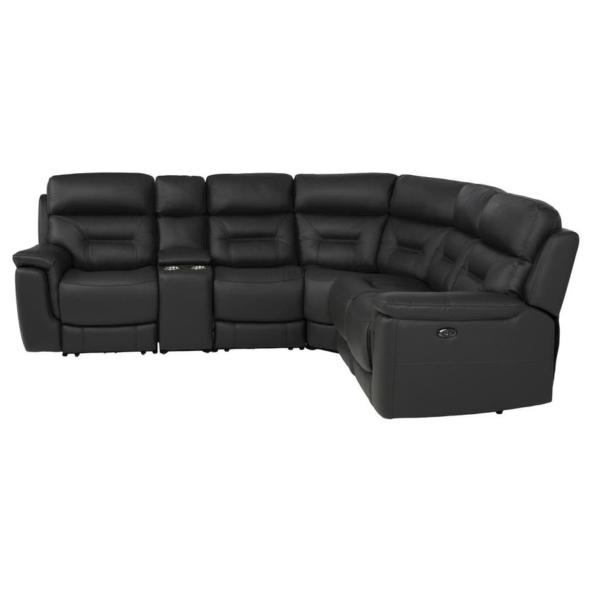 Palmer Dark Gray Leather Power Reclining Sectional with 6PCS/2PWR  alternate image, 3 of 11 images.