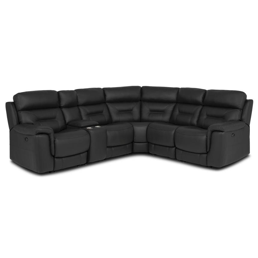 Palmer Dark Gray Leather Power Reclining Sectional with 6PCS/2PWR main image, 1 of 11 images.