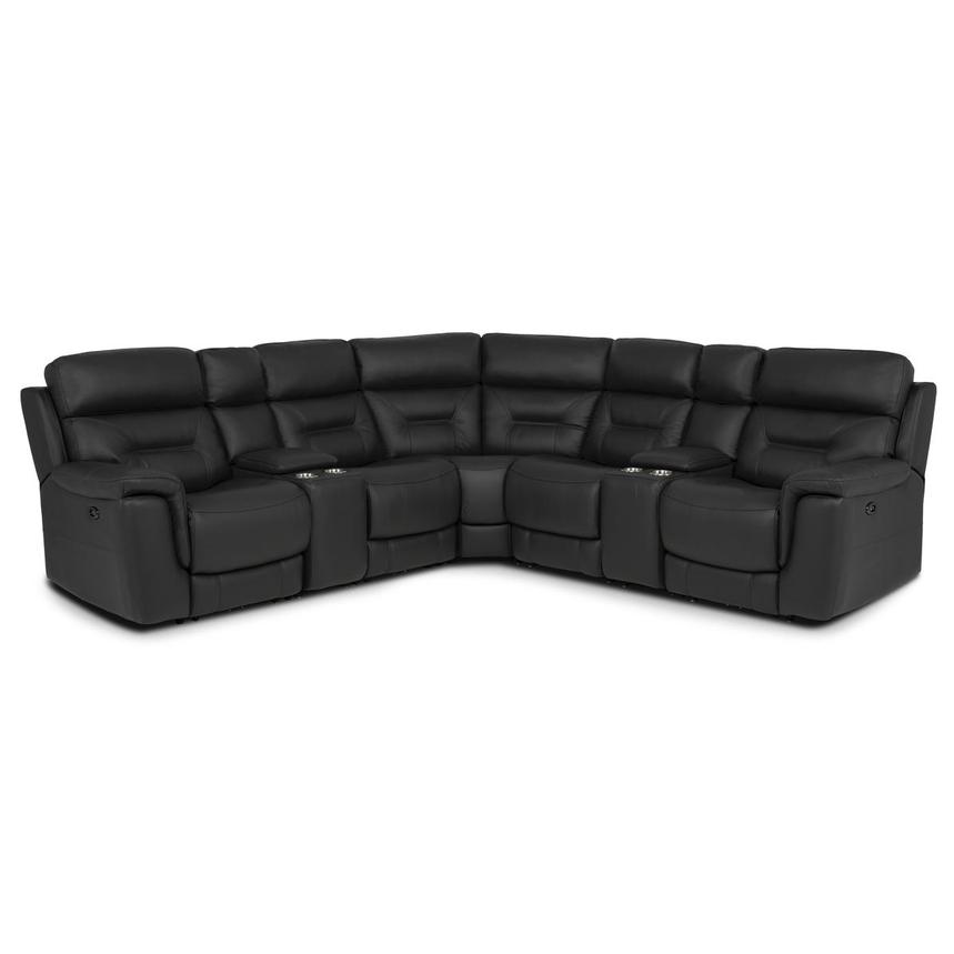 Palmer Dark Gray Leather Power Reclining Sectional with 7PCS/3PWR main image, 1 of 11 images.