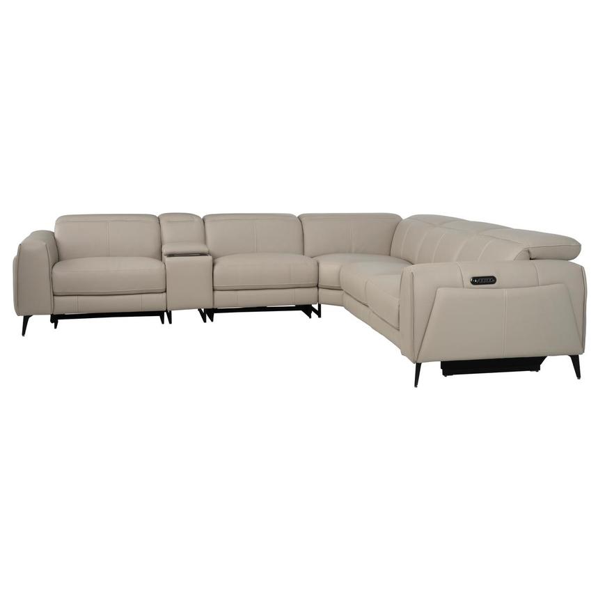 Luke 2.0 Taupe Leather Power Reclining Sectional with 6PCS/2PWR alternate image, 4 of 12 images.