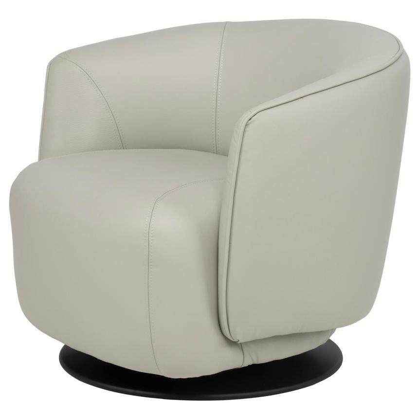 Aurelia Light Gray Leather Swivel Rocker Chair  main image, 1 of 10 images.