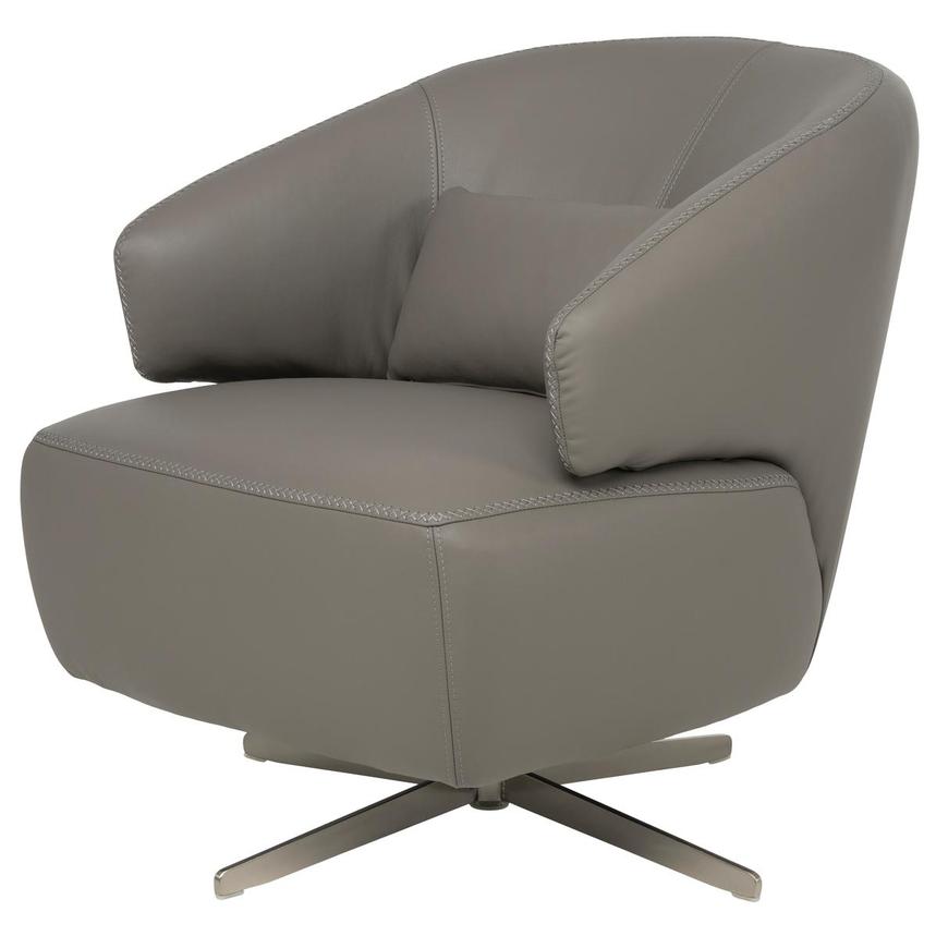 Tivona Gray Leather Swivel Chair  main image, 1 of 9 images.