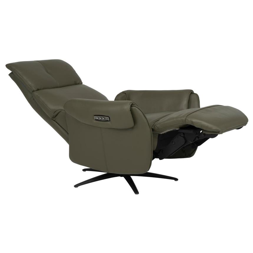 Torrence Green Leather Power Swivel Recliner w/Massage  alternate image, 11 of 17 images.