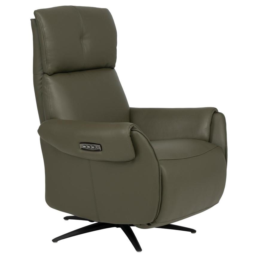 Torrence Green Leather Power Swivel Recliner w/Massage  alternate image, 6 of 16 images.