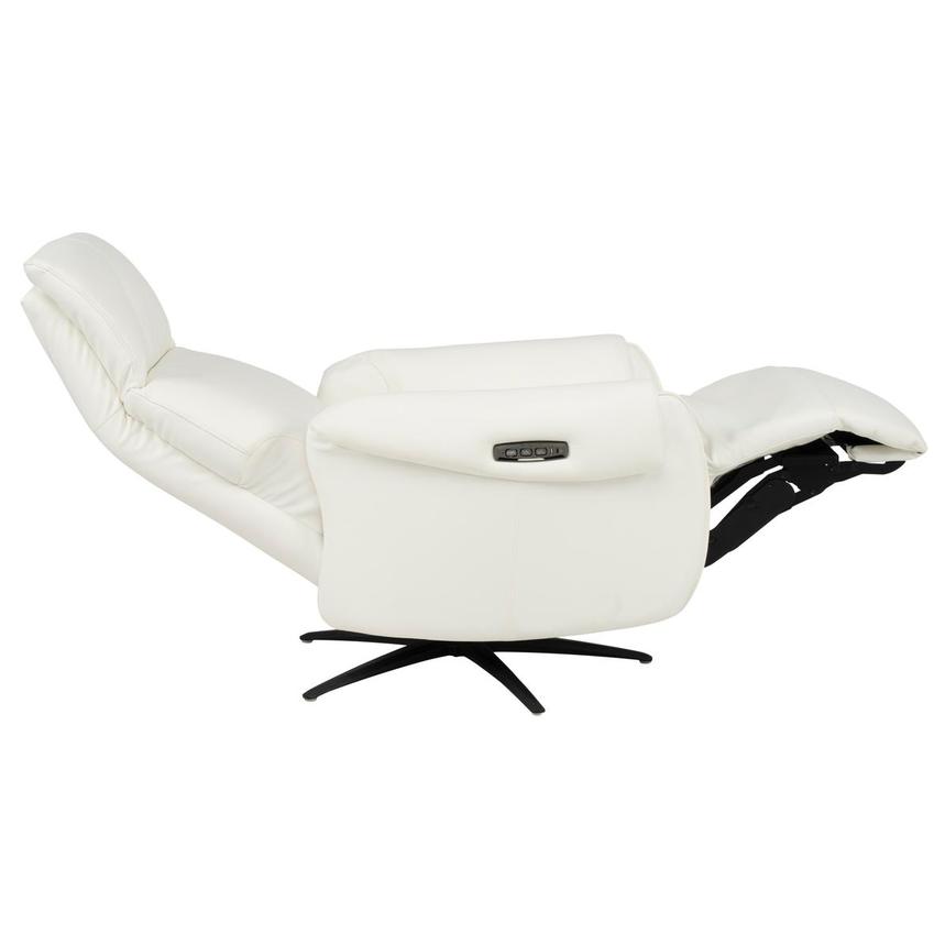 Torrence White Leather Power Swivel Recliner w/Massage  alternate image, 11 of 17 images.