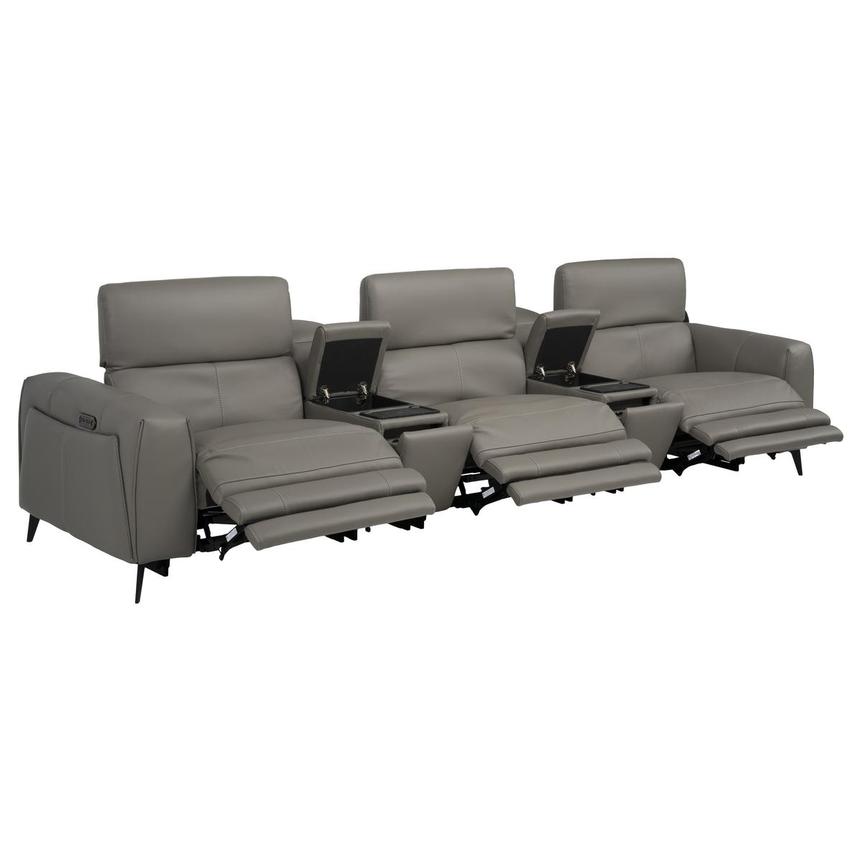 Luke 2.0 Dark Gray Home Theater Leather Seating with 5PCS/3PWR  alternate image, 3 of 11 images.