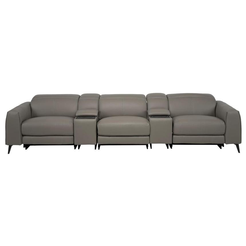 Luke 2.0 Dark Gray Home Theater Leather Seating with 5PCS/3PWR  main image, 1 of 11 images.