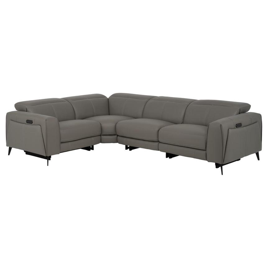 Luke 2.0 Dark Gray Leather Power Reclining Sectional with 4PCS/2PWR main image, 1 of 9 images.