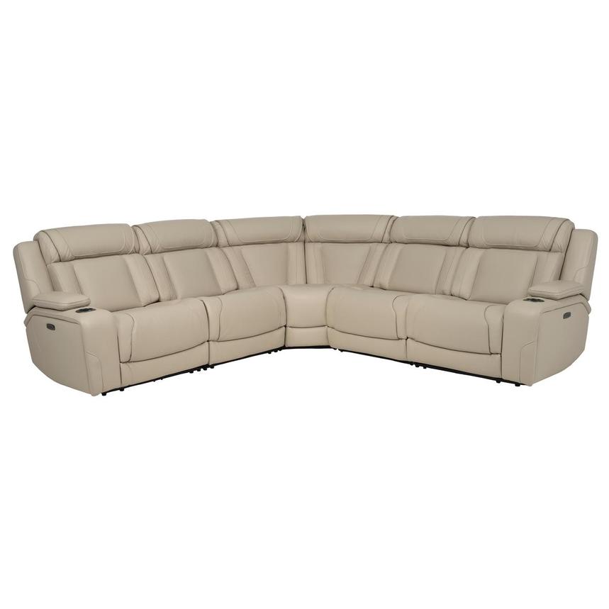 Odyssey Beige Leather Power Reclining Sectional with 5PCS/3PWR  main image, 1 of 9 images.