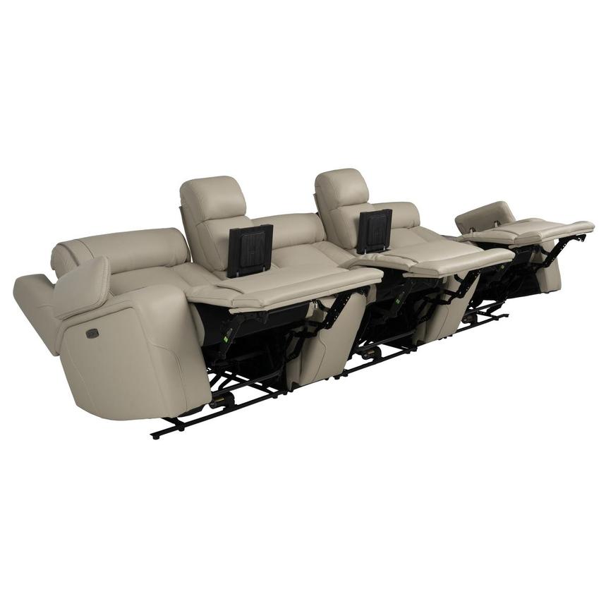 Odyssey Beige 5PCS/3PWR Home Theater Leather Seating w/Beverage Cooler  alternate image, 3 of 5 images.