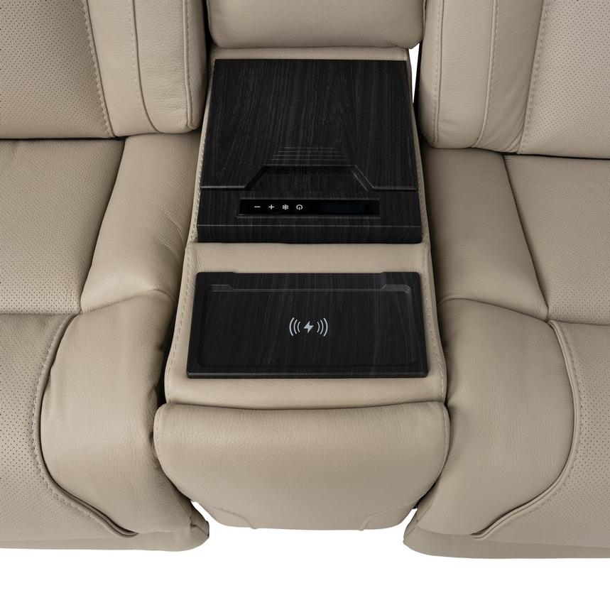 Odyssey Beige 6PCS/3PWR Leather Power Reclining Sectional w/Beverage Cooler  alternate image, 10 of 28 images.