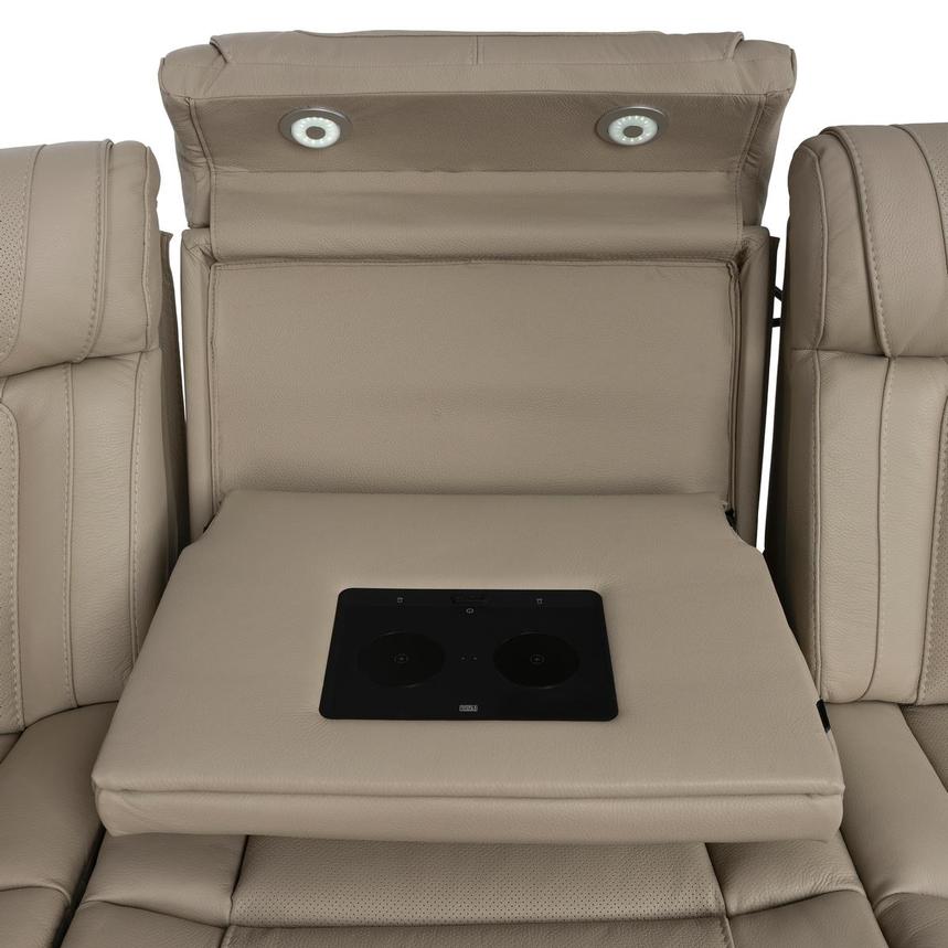 Odyssey Beige 6PCS/3PWR Leather Power Reclining Sectional w/Beverage Cooler  alternate image, 16 of 28 images.
