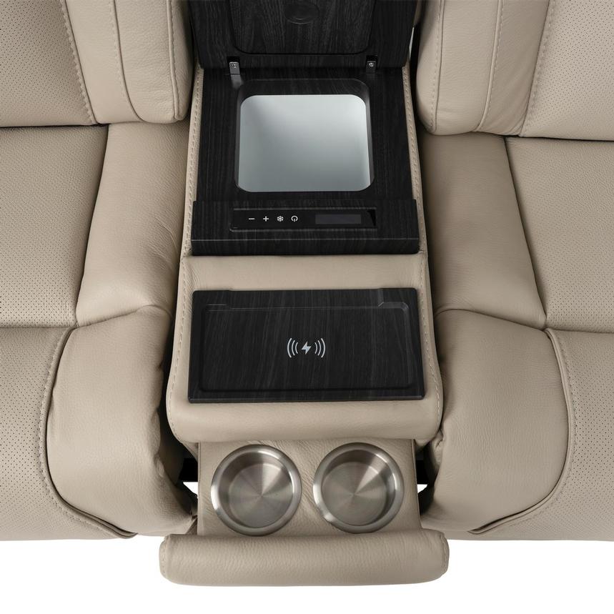 Odyssey Beige 6PCS/3PWR Leather Power Reclining Sectional w/Beverage Cooler  alternate image, 8 of 16 images.