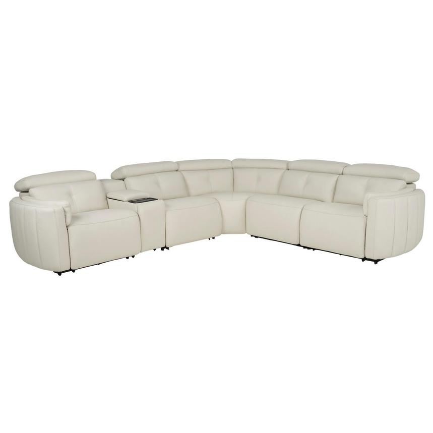 Kamet Ivory Leather Power Reclining Sectional with 6PCS/3PWR main image, 1 of 8 images.