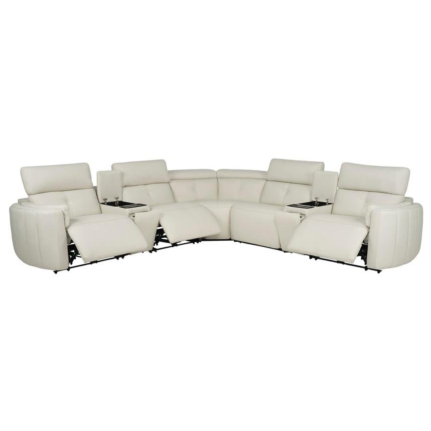 Kamet Ivory Leather Power Reclining Sectional with 7PCS/3PWR alternate image, 6 of 12 images.