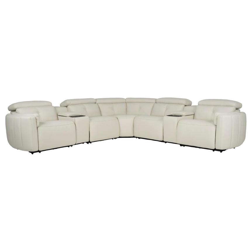Kamet Ivory Leather Power Reclining Sectional with 7PCS/3PWR main image, 1 of 12 images.