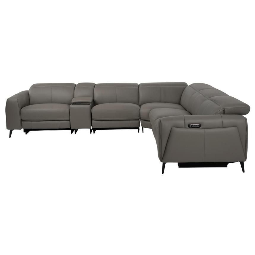 Luke 2.0 Dark Gray Leather Power Reclining Sectional with 6PCS/2PWR  alternate image, 3 of 14 images.