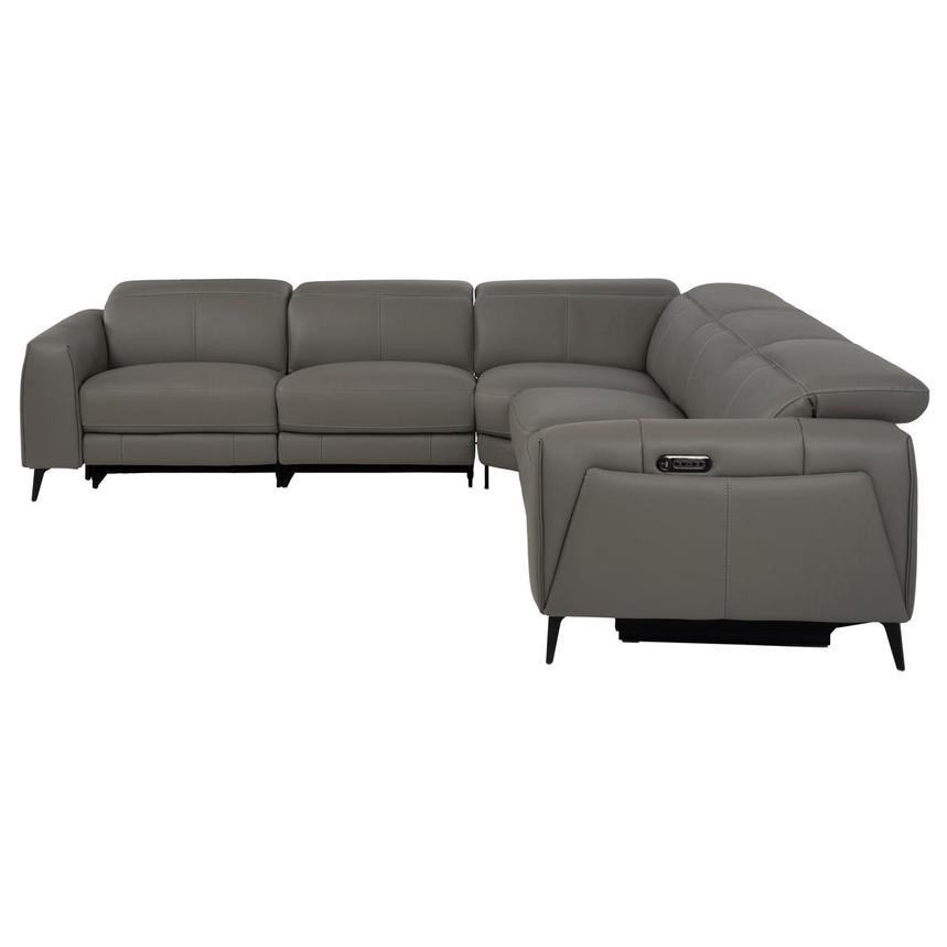 Luke 2.0 Dark Gray Leather Power Reclining Sectional with 5PCS/2PWR  alternate image, 3 of 9 images.