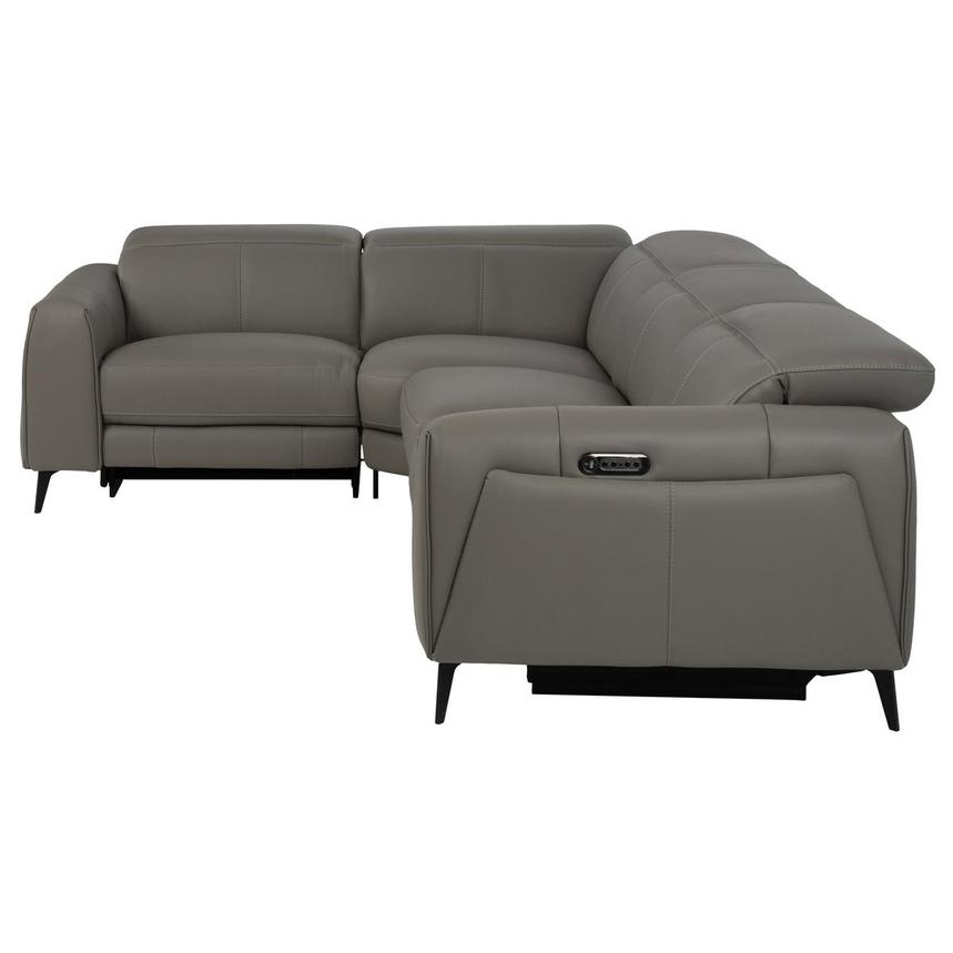 Luke 2.0 Dark Gray Leather Power Reclining Sectional with 4PCS/2PWR  alternate image, 3 of 9 images.