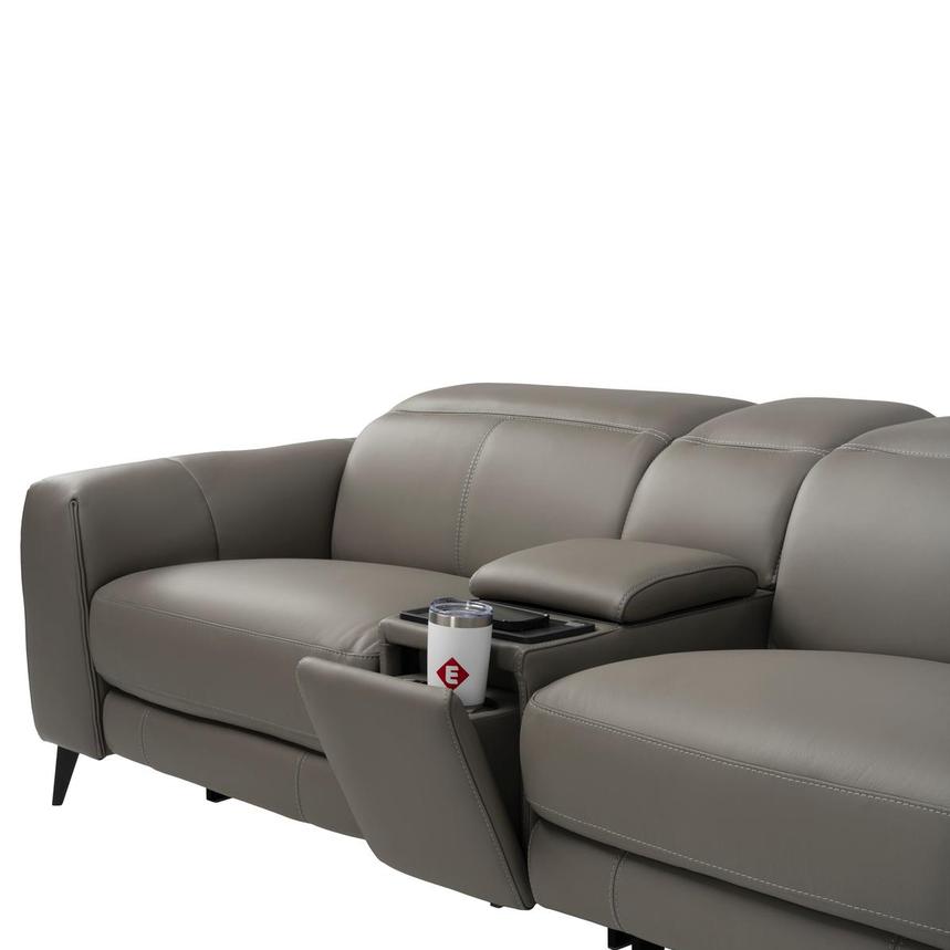 Luke 2.0 Dark Gray Leather Power Reclining Sectional with 6PCS/3PWR alternate image, 9 of 14 images.