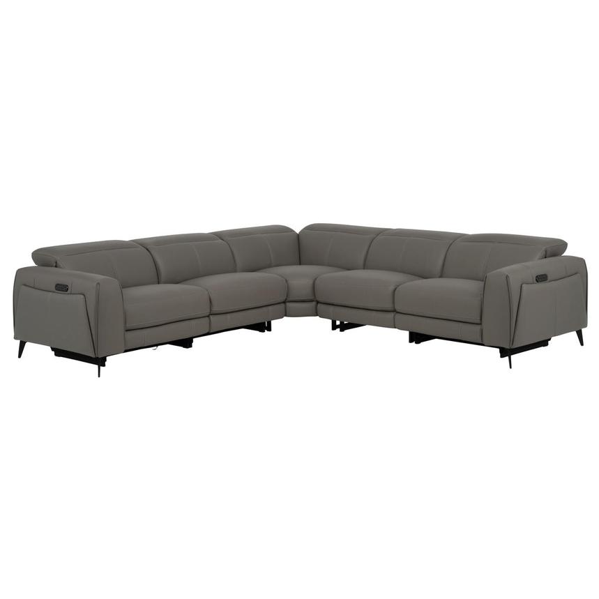 Luke 2.0 Dark Gray Leather Power Reclining Sectional with 5PCS/2PWR  main image, 1 of 9 images.