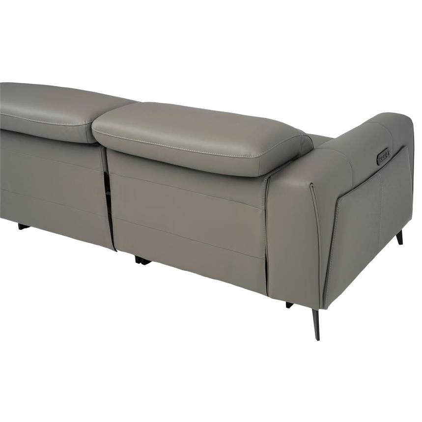 Luke 2.0 Dark Gray Leather Power Reclining Sectional with 5PCS/3PWR alternate image, 4 of 10 images.