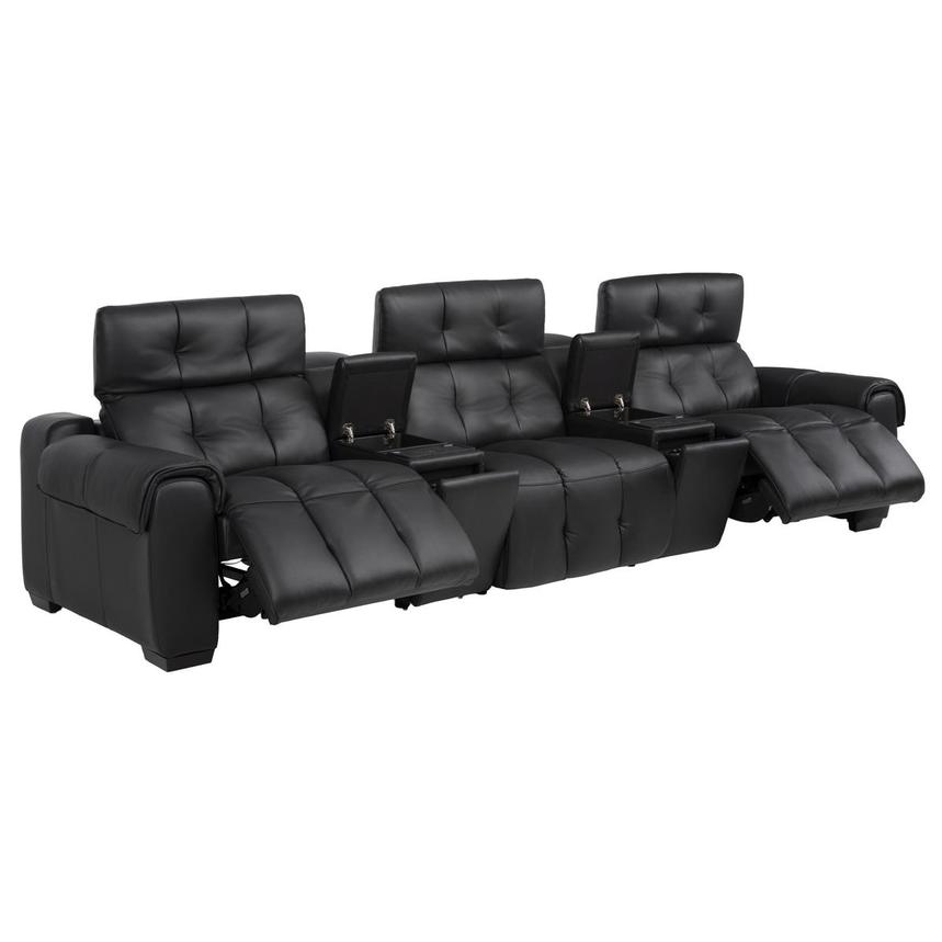 Obsidian Home Theater Leather Seating with 5PCS/2PWR alternate image, 4 of 12 images.