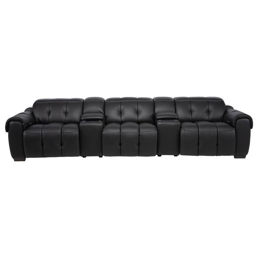 Obsidian Home Theater Leather Seating with 5PCS/2PWR  main image, 1 of 12 images.