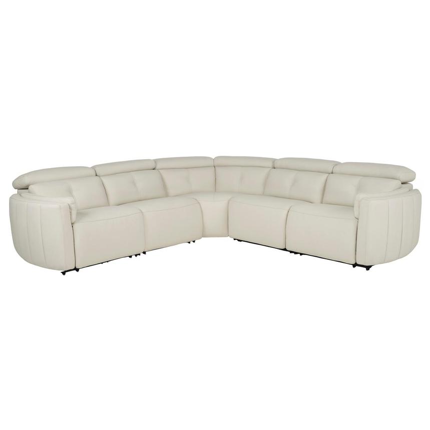Kamet Ivory Leather Power Reclining Sectional with 5PCS/3PWR main image, 1 of 8 images.
