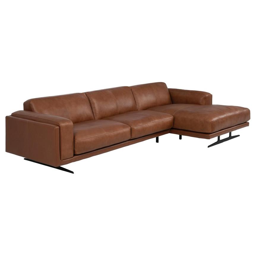 Palermo Tan Leather Sofa w/Right Chaise  alternate image, 3 of 9 images.
