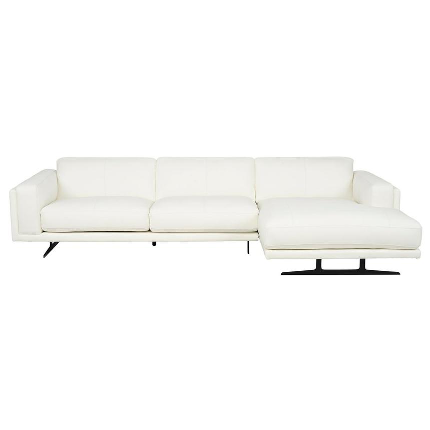 Palermo White Leather Sofa w/Right Chaise  main image, 1 of 8 images.