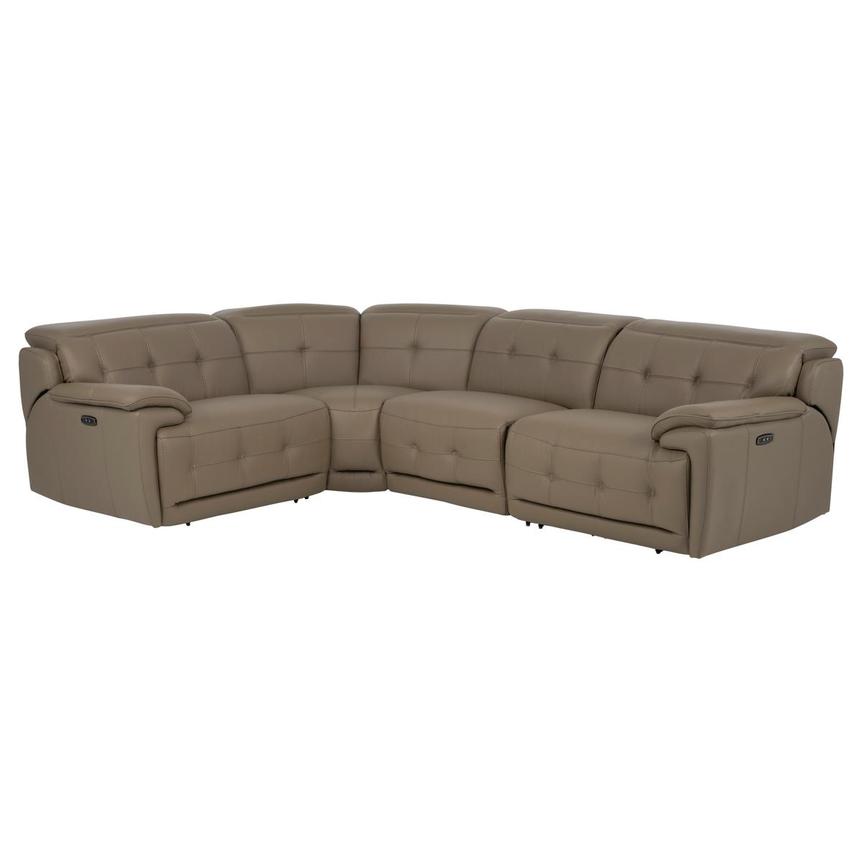Graystone Dark Taupe Leather Power Reclining Sectional with 4PCS/2PWR