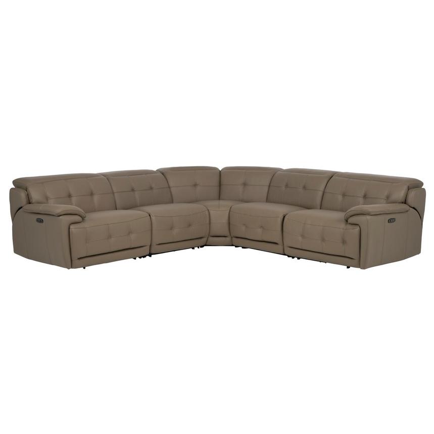 Graystone Dark Taupe Leather Power Reclining Sectional with 5PCS/2PWR